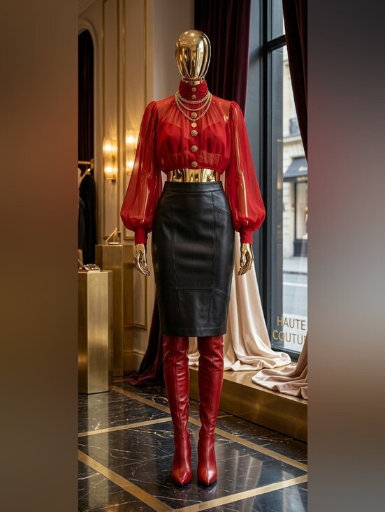 Dresses & Skirts - Vintage Black Leather Pencil Skirt With Full Lined Zipper At Back 🖤